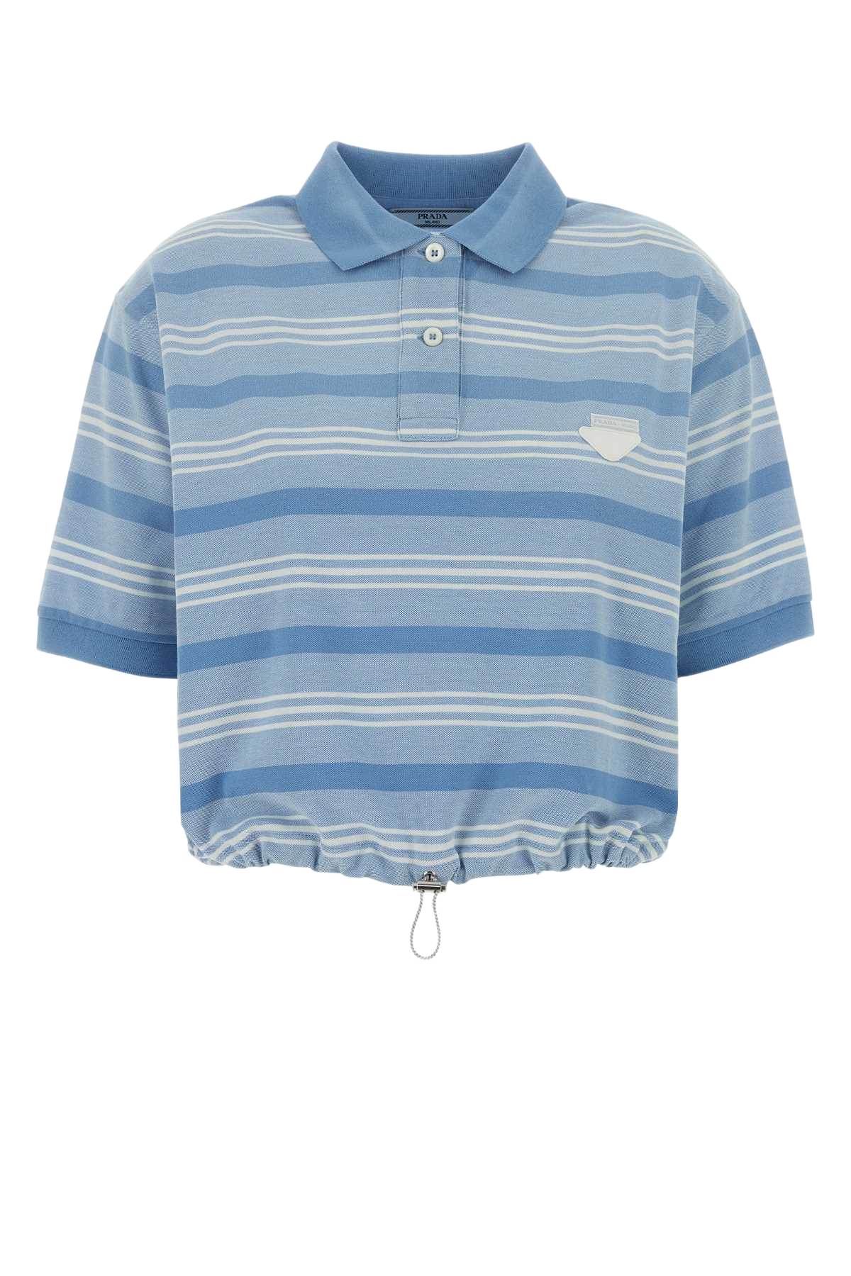 Embroidered Piquet Polo Shirt Celeste Exterior: Cotton