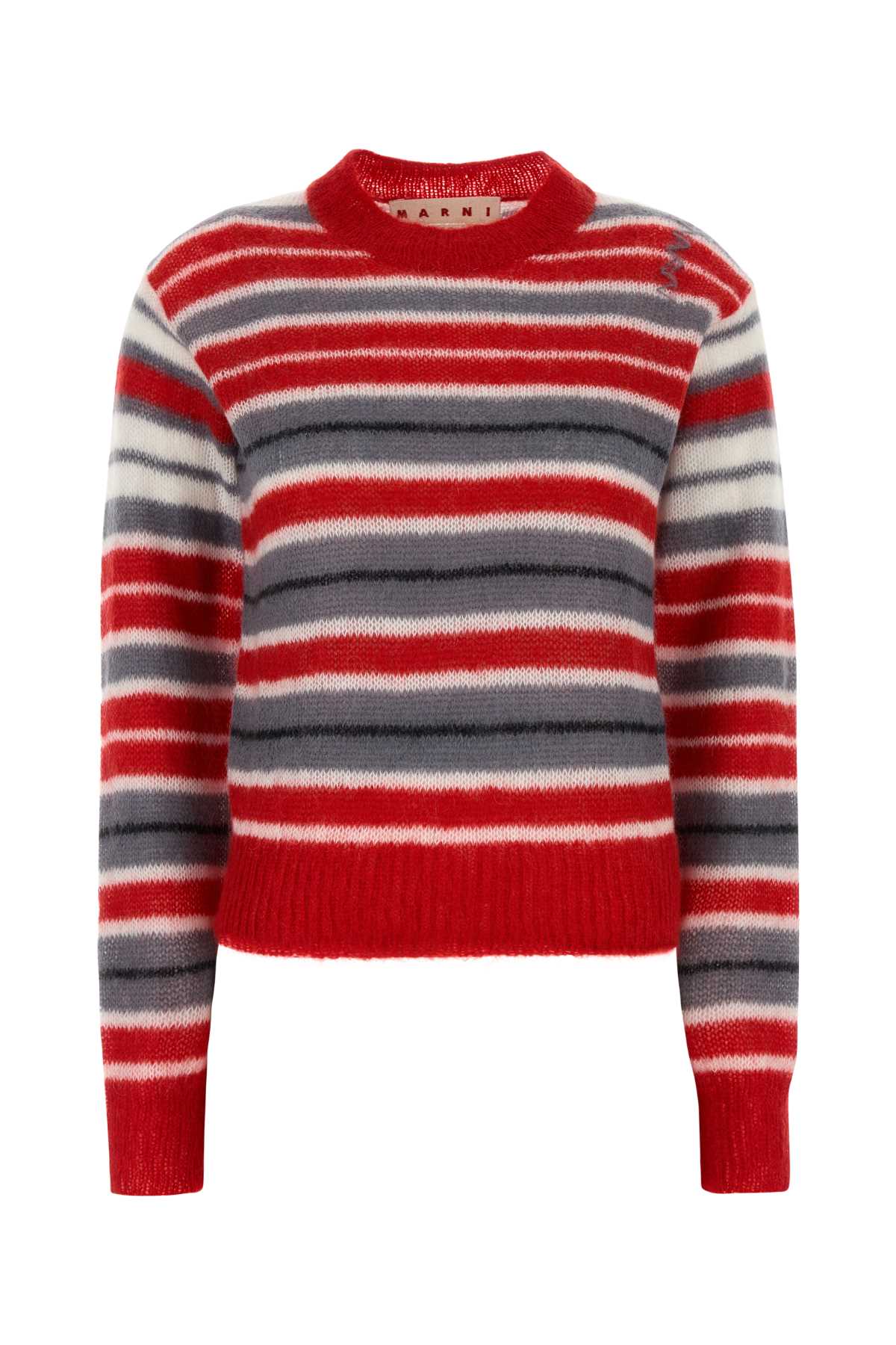 Embroidered Mohair Blend Sweater Neutralgrey Exterior: Nylon Wool Maglieria
