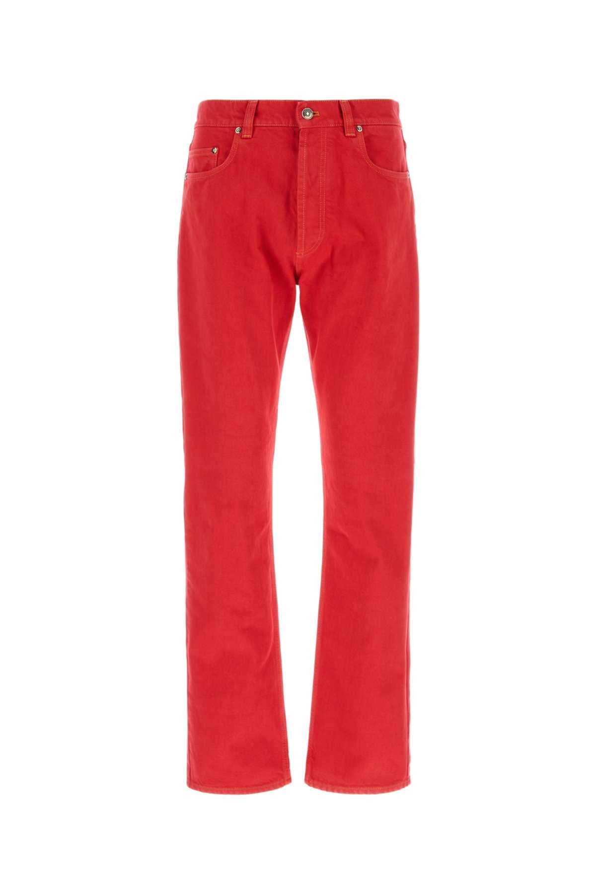 Red Denim Jeans Exterior: Cotton Pantaloni