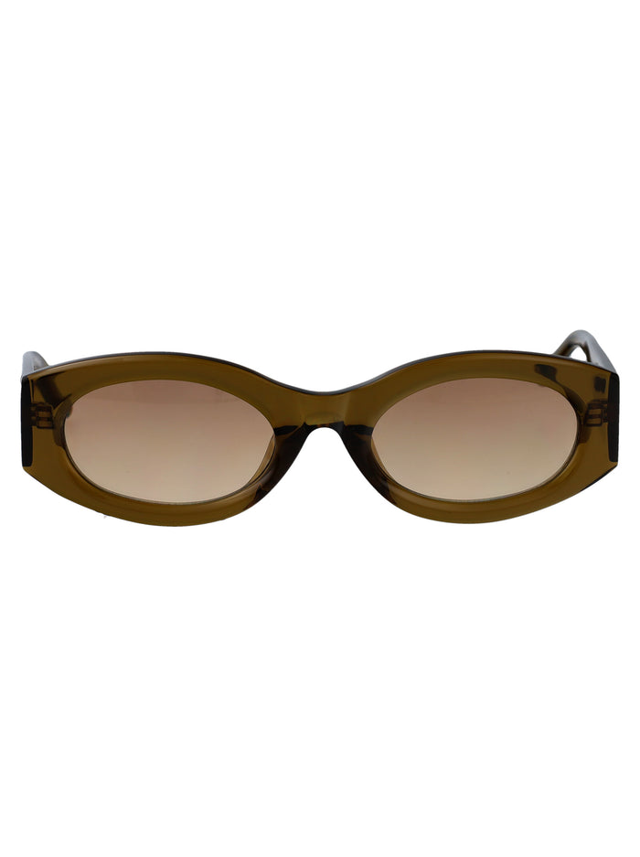 Berta Olive/silver/mustardgrad Acetate Sunglasses
