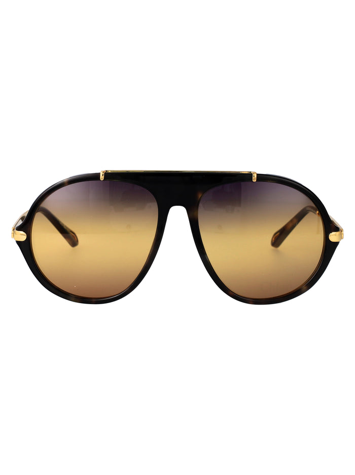 Ch0357s Havana-gold-yellow Acetate Sunglasses