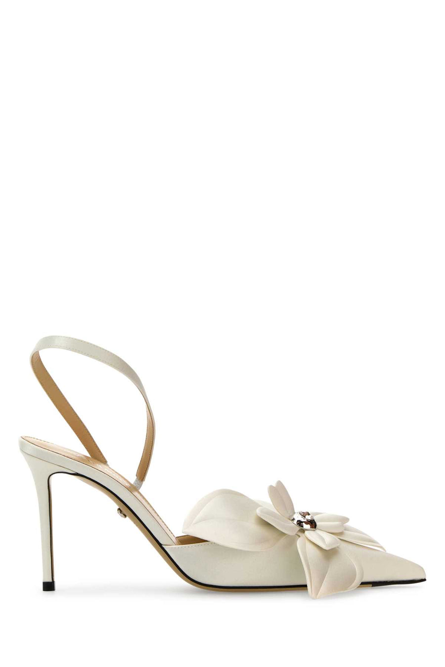 Mach&Mach Satin Upper: 100% crepe satin; Sole: 100% leather pumps in white
