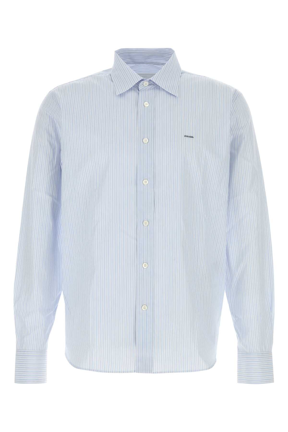 Embroidered Poplin Shirt Cielo+bianco Exterior: Cotton Camicie