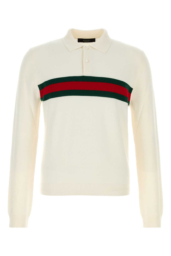 Gucci Exterior: 100% Cashmere polo shirt in white