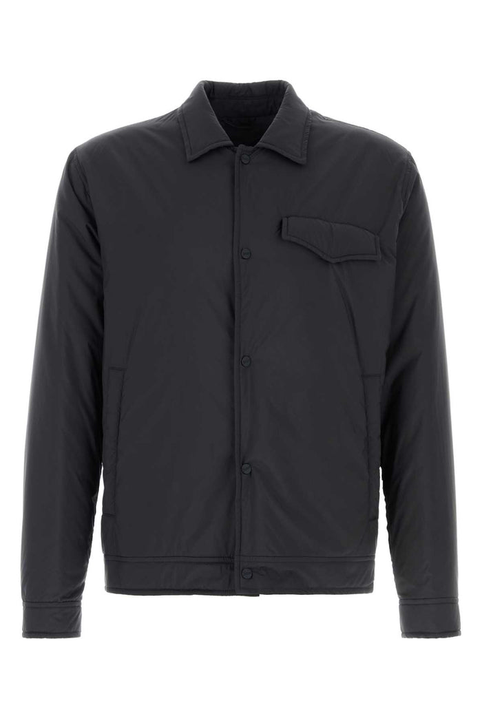 Midnight Blue Polyester Jacket Giubbini