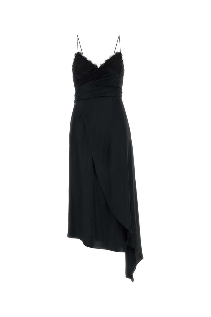 Black Satin Dress Nero Exterior: Acetate Silk Abiti