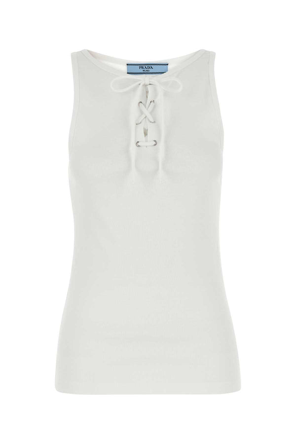 Prada 100% Cotton tank top in white