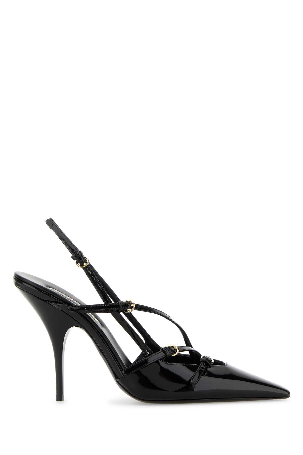 Black Leather Pumps Nero Vitello Scarpe Con Tacco