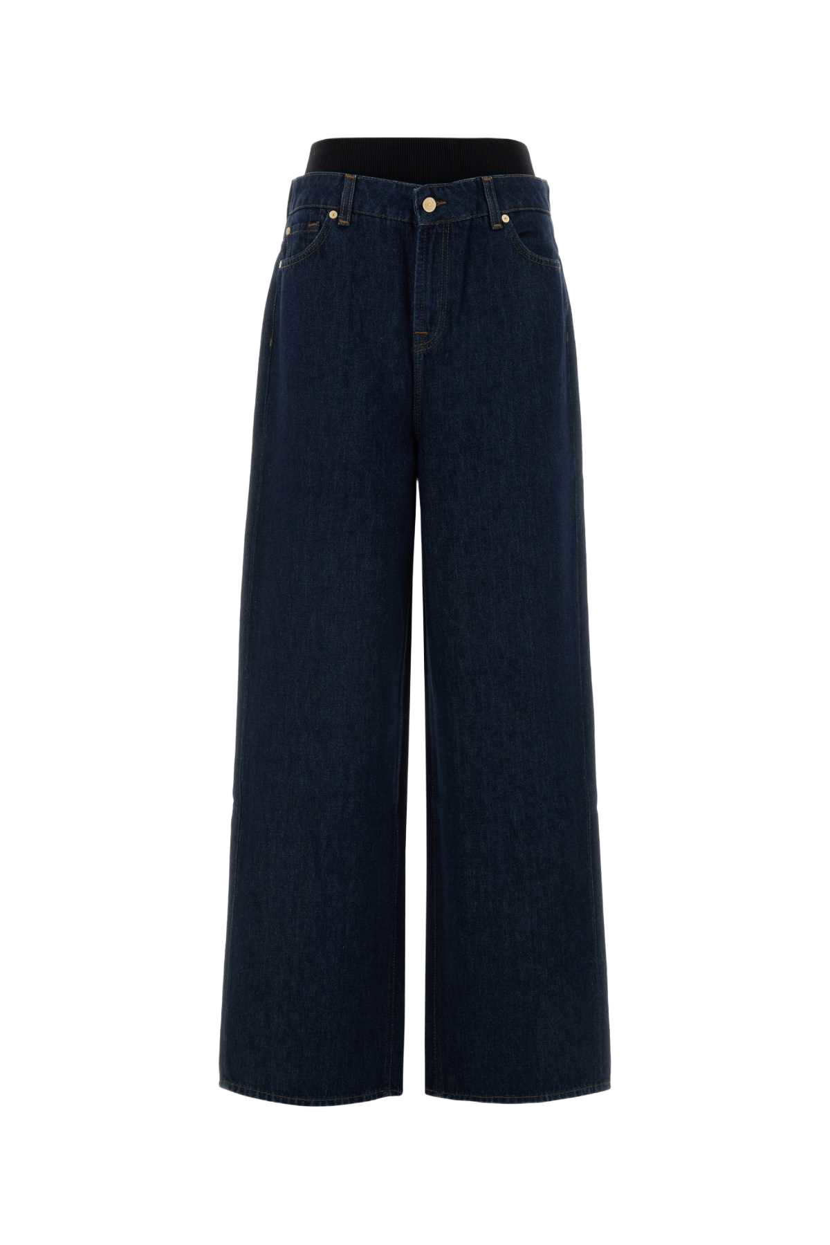 Dark Blue Denim Slouchy Jeans Blu Exterior: Cotton