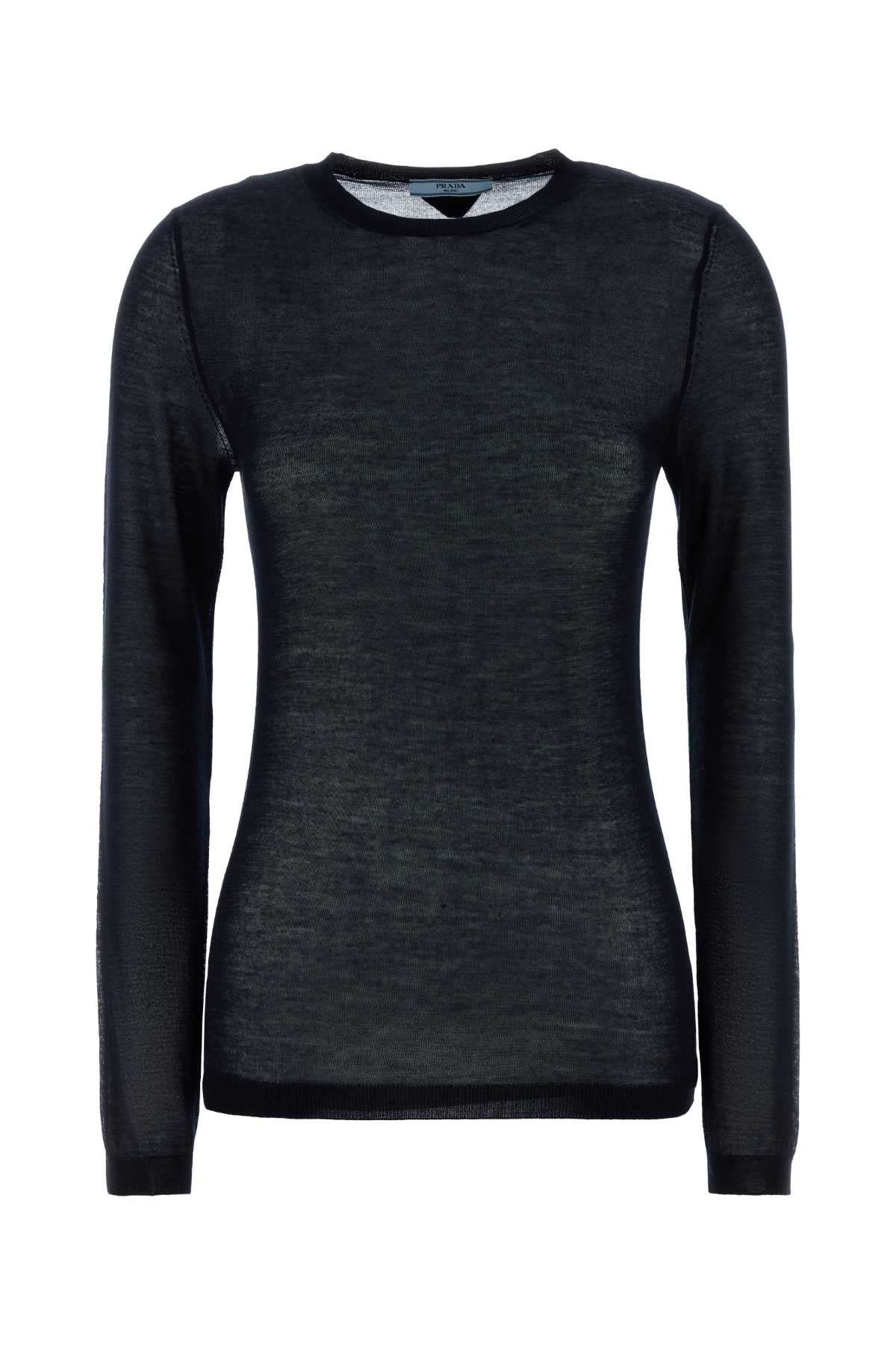 Midnight Blue Cashmere Blend Sweater Bleu Exterior: Silk Maglieria