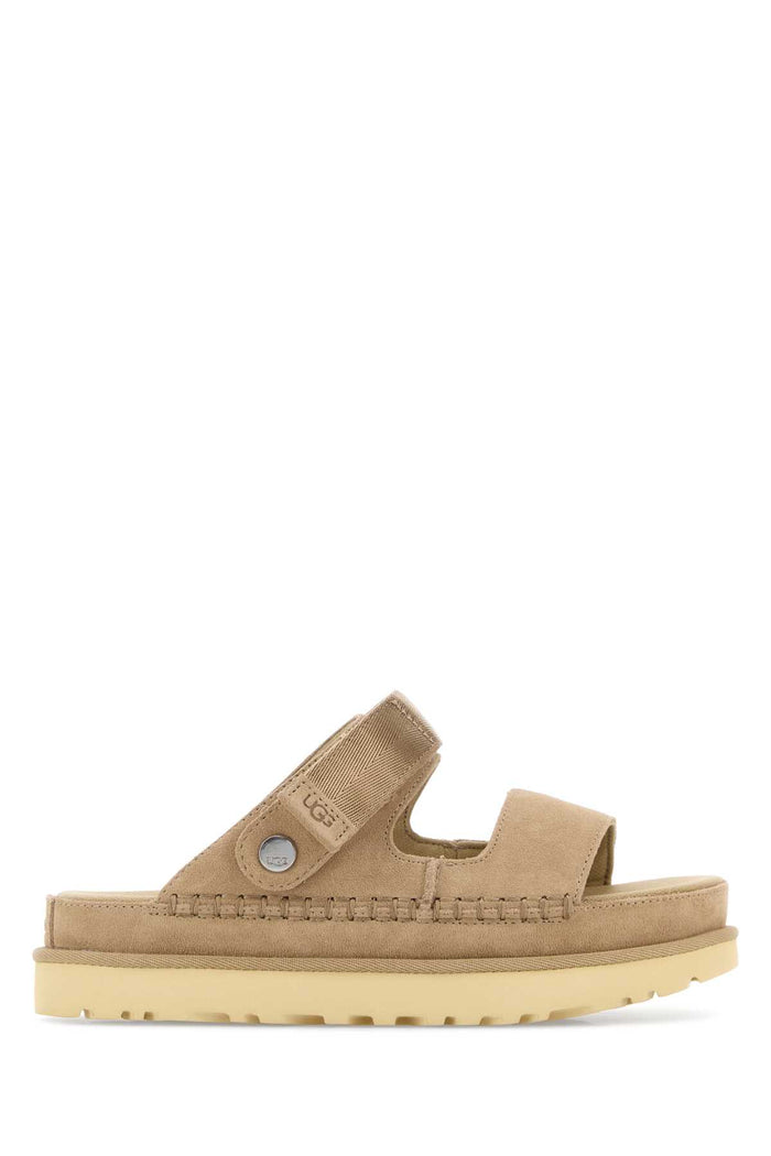 Beige Suede Goldenstar Slippers Sand Upper Material Leather