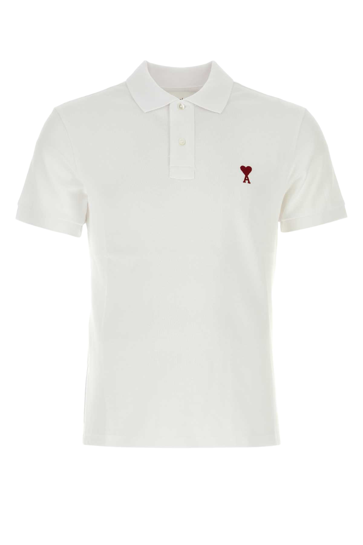 White Piquet Polo Shirt Mat Principale:coton