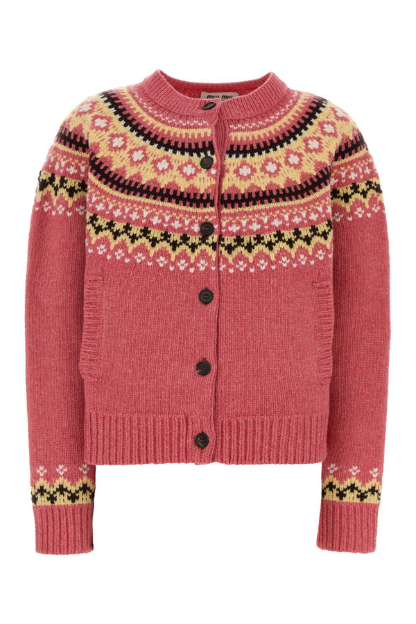 Miu Miu 100% Virgin wool cardigan in pink