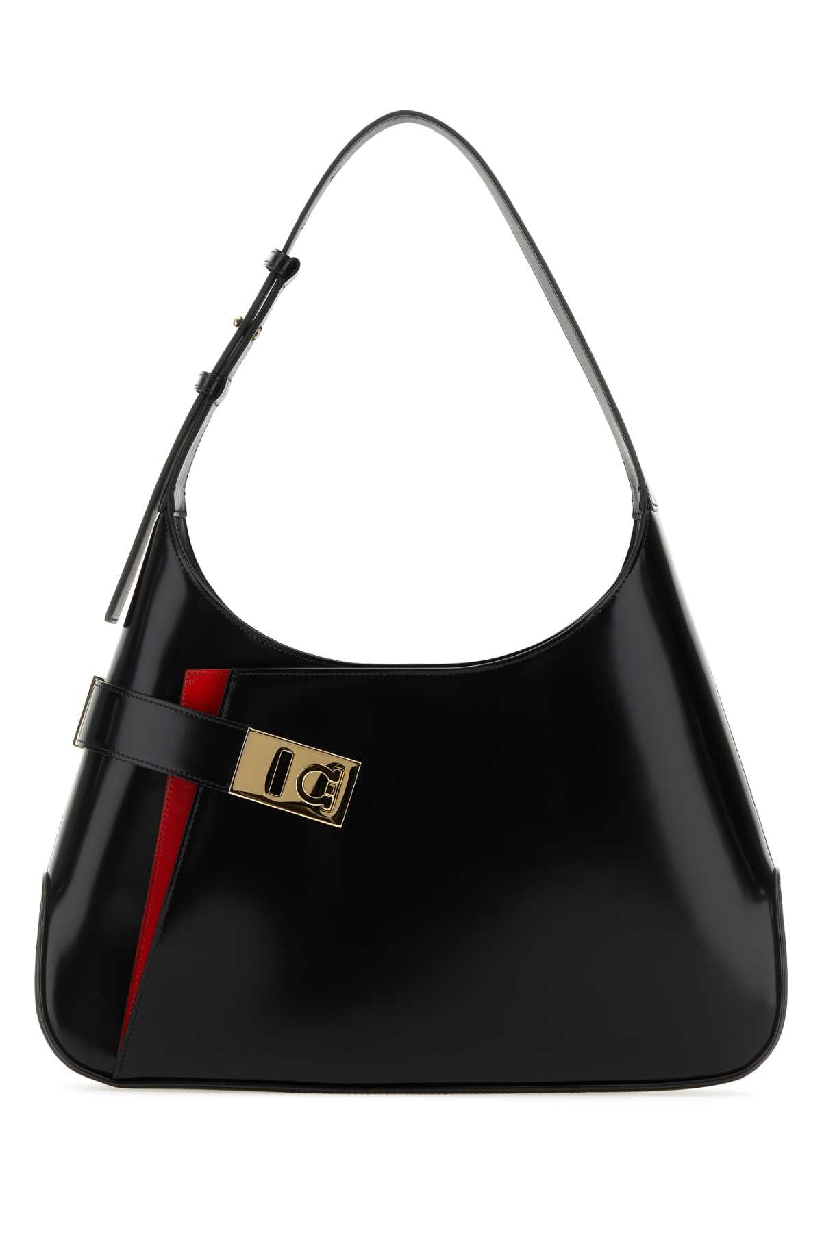 Black Leather Large Arch Shoulder Bag Neroflamered Borse A Mano