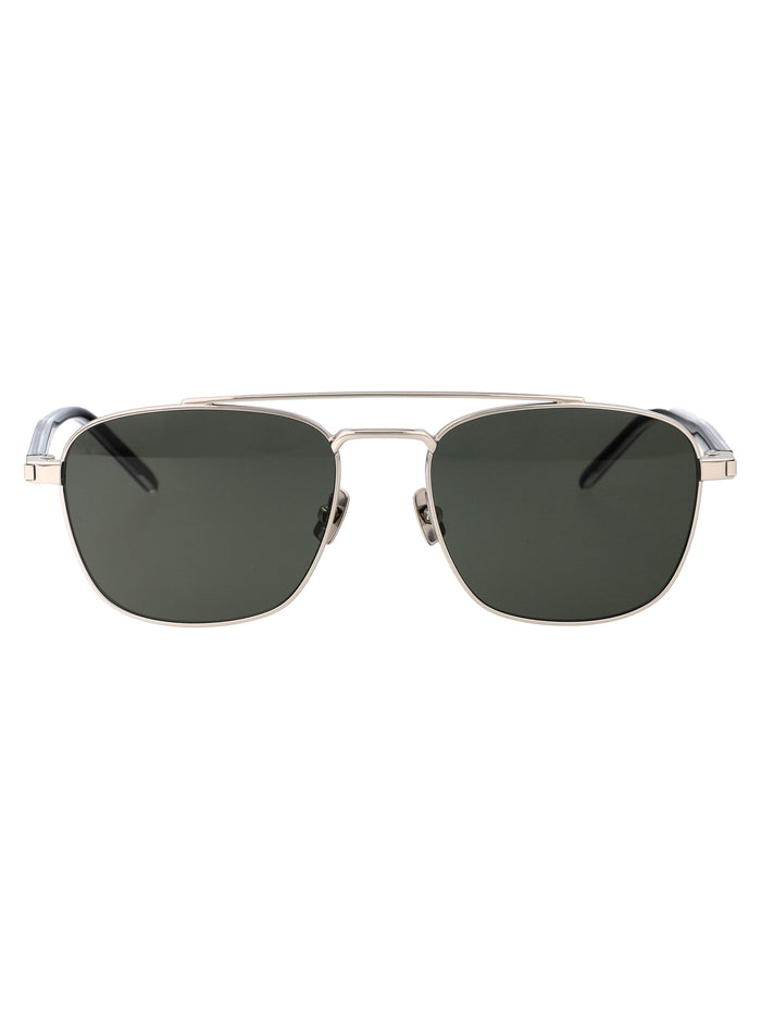002 Silver Crystal Grey Metal Sunglasses
