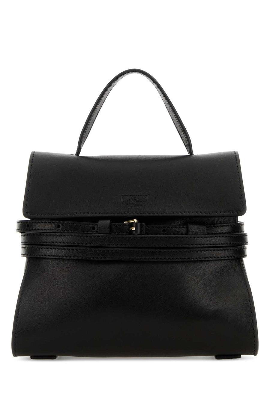 Moschino Exterior: 100% Ovine leather top handle bag in black