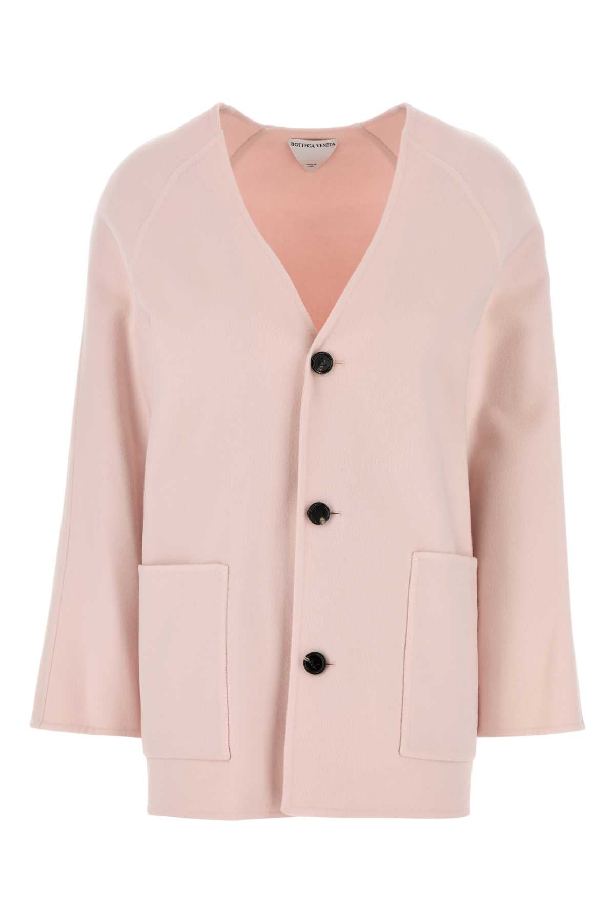 Pastel Pink Wool Blend Cardigan Pinkshell Exterior: Cashmere Maglieria