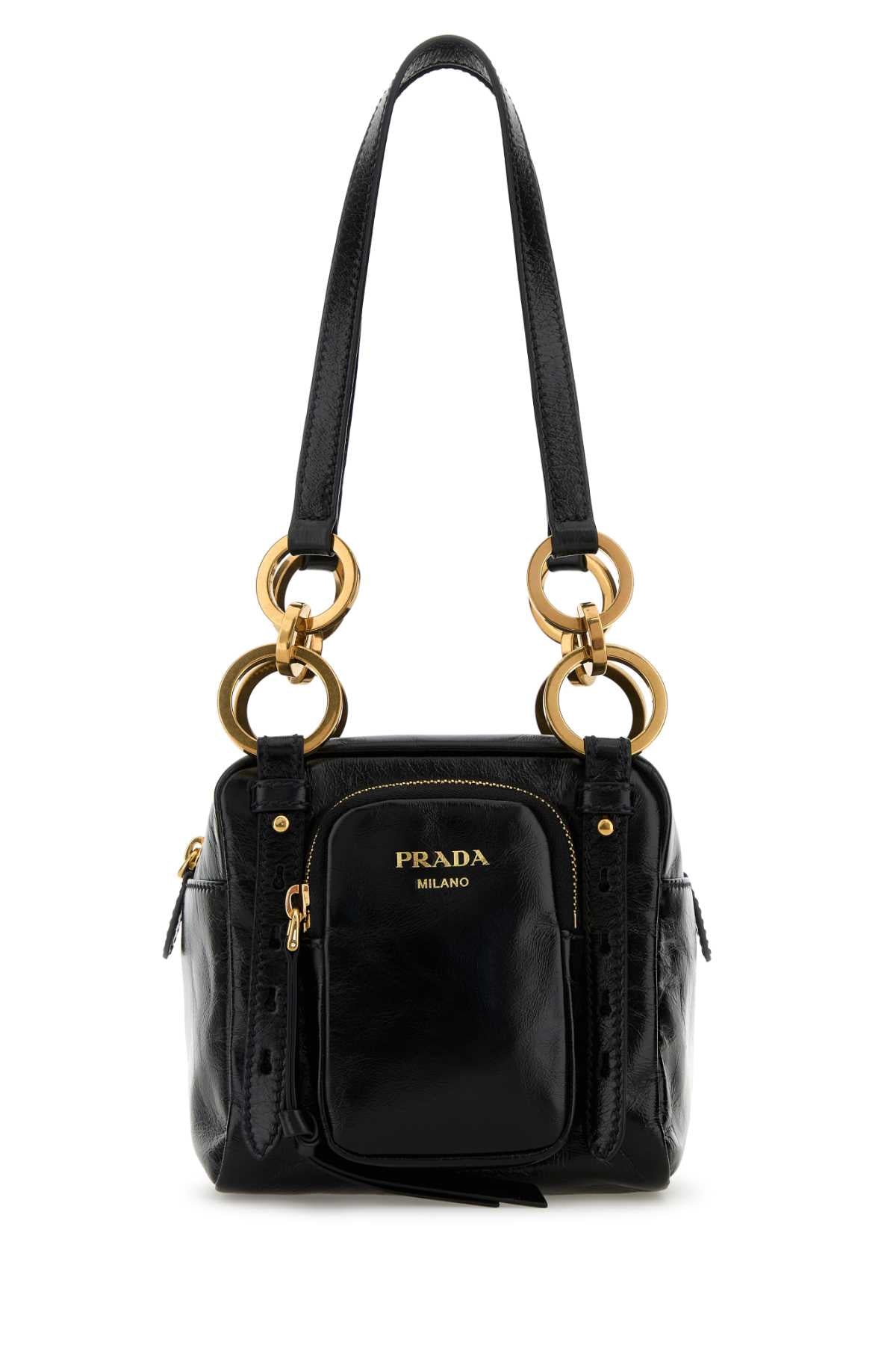 Black Mini Prada Dangle Handbag Nero Vitello Borse A Mano