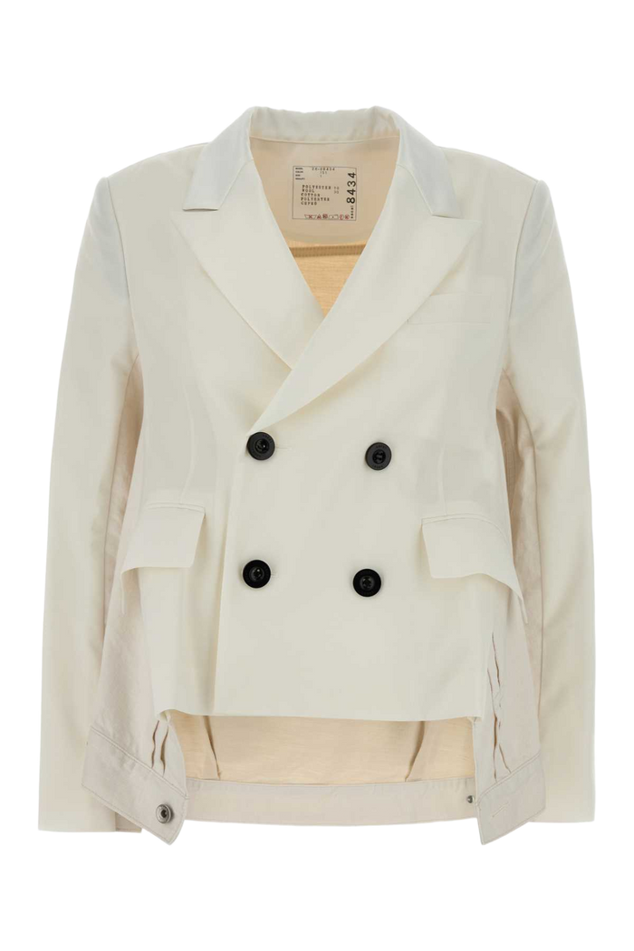 Ivory Twill And Denim Blazer Offwhite Giacche E Gilet
