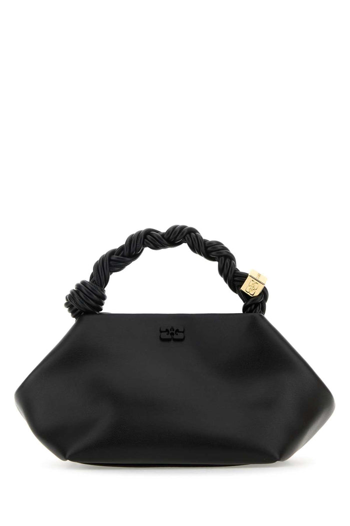 Black Leather Small Bou Handbag Recycled Pu Polyester Borse A Mano