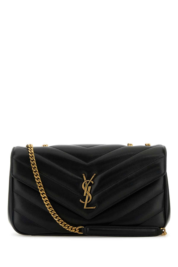 Saint Laurent Loulou Exterior: 100% Calf; Lining: 100% Fabric; Finishing: Antiqued golden metal shoulder bag in black