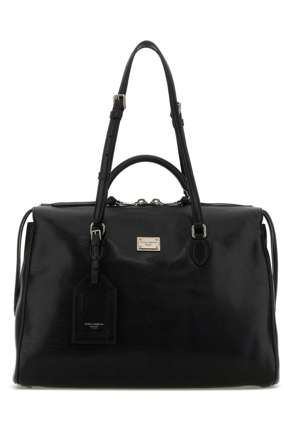 Dolce & Gabbana Exterior: 100% Calf Leather top handle bag in black