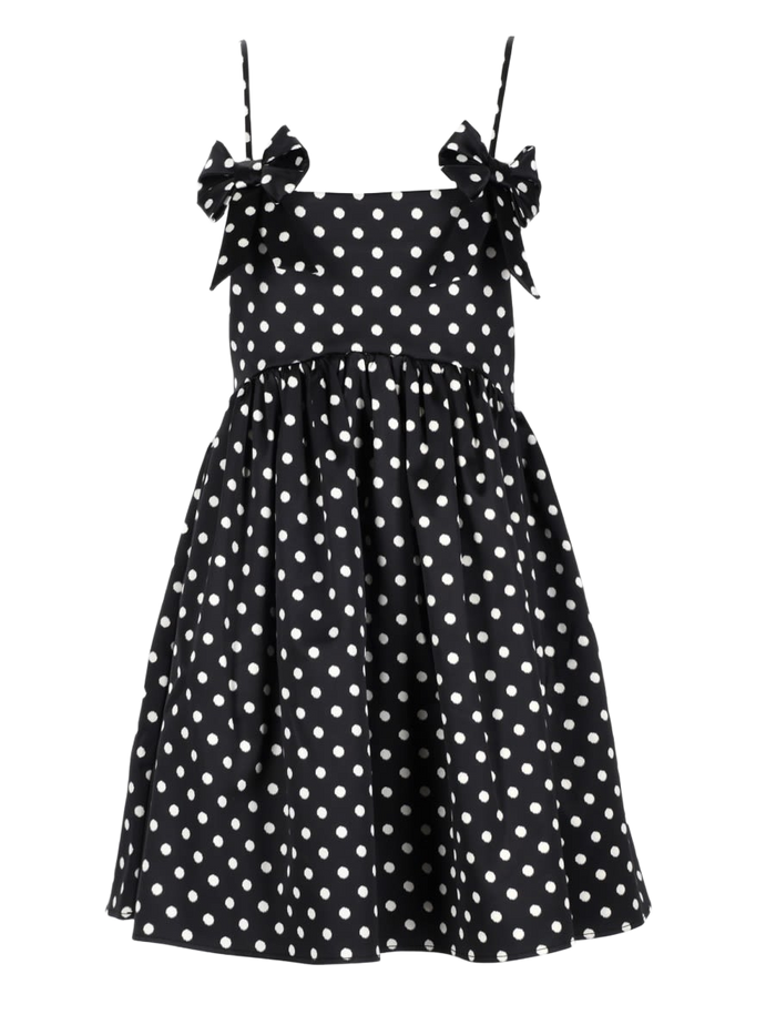 Polka Dot Mini Dress Black Recycled Polyester Elastane