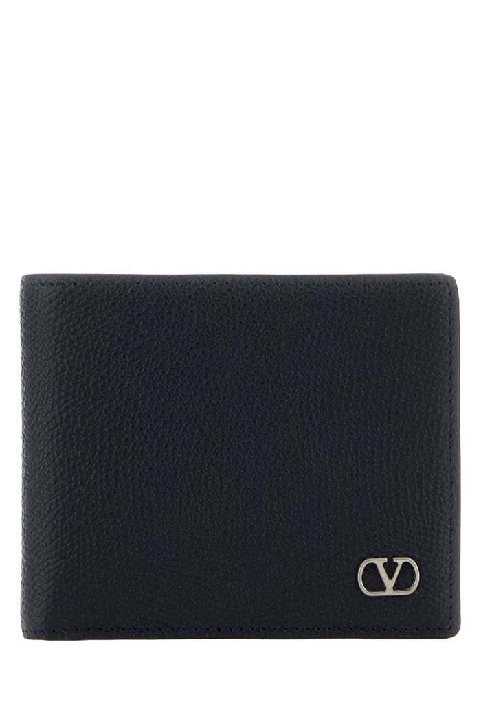 Midnight Blue Leather Vlogo Signature Wallet Marine Calf - Bos Taurus Portafogli