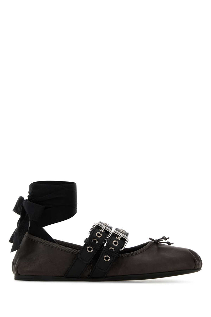 Dark Brown Leather Ballerinas Moro Ballerine