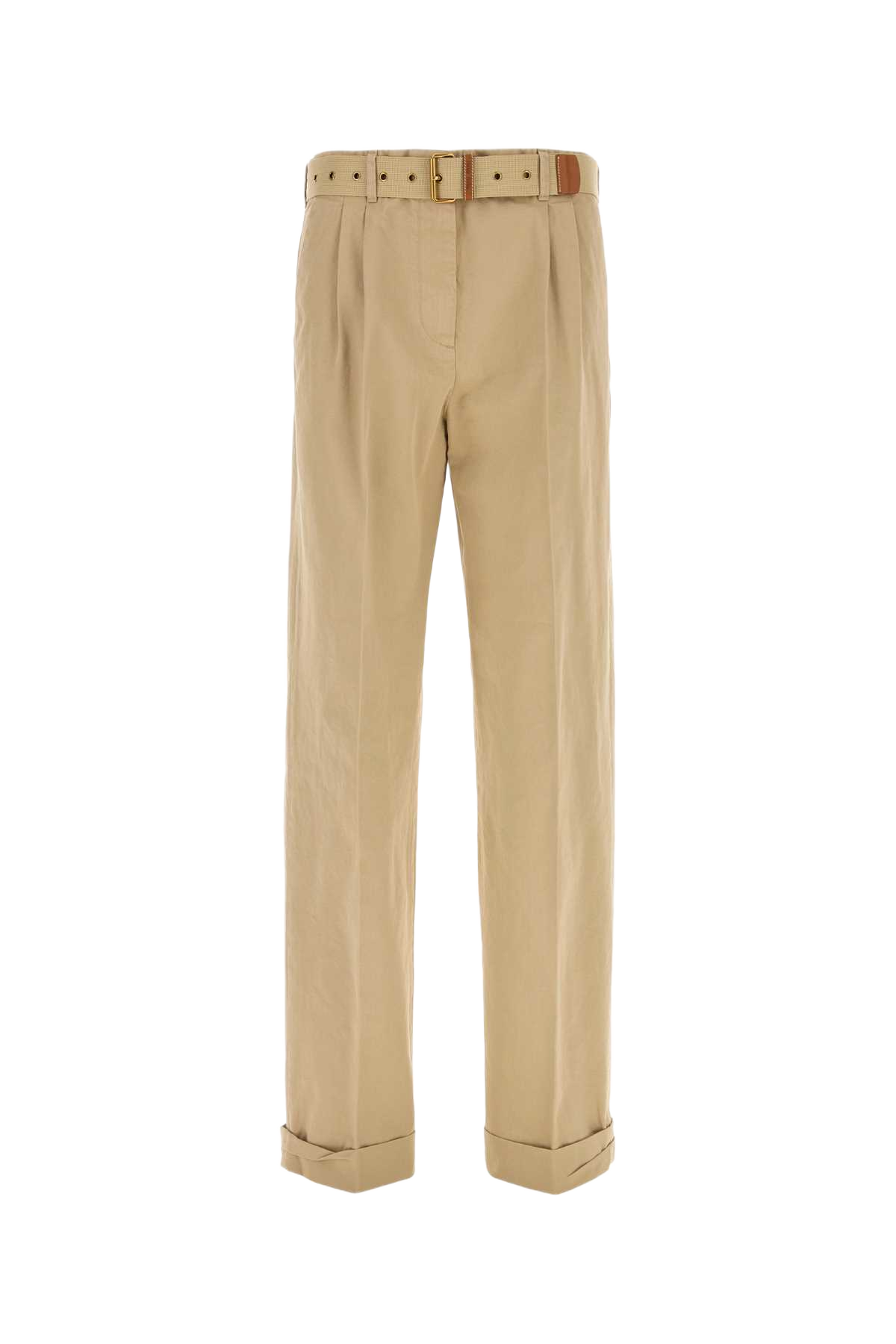 Beige Cotton Pant Exterior: Recycled Pantaloni