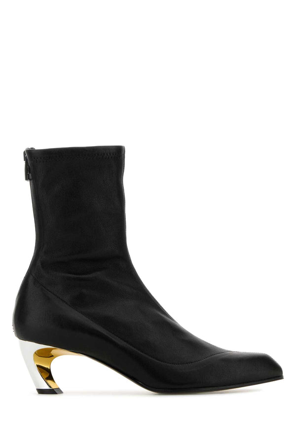 Alexander McQueen Leath Exterior: 100% Leather ankle boot in black