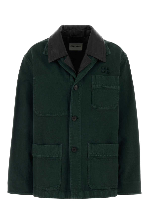 Miu Miu Exterior: 100% Cotton jacket in green