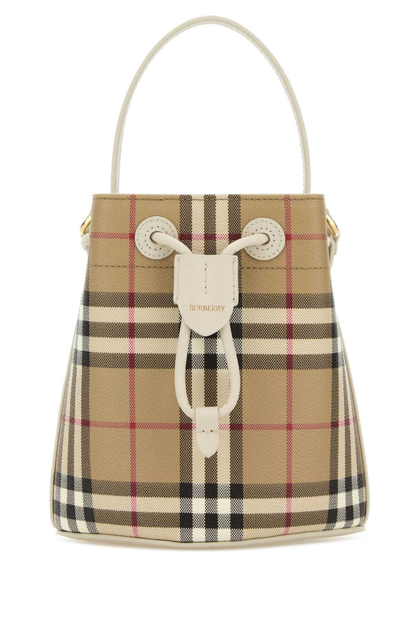 Burberry Drawstring Exterior: 100% Fabric; Lining: 100% Fabric; Finishing: Golden metal bucket bag in beige