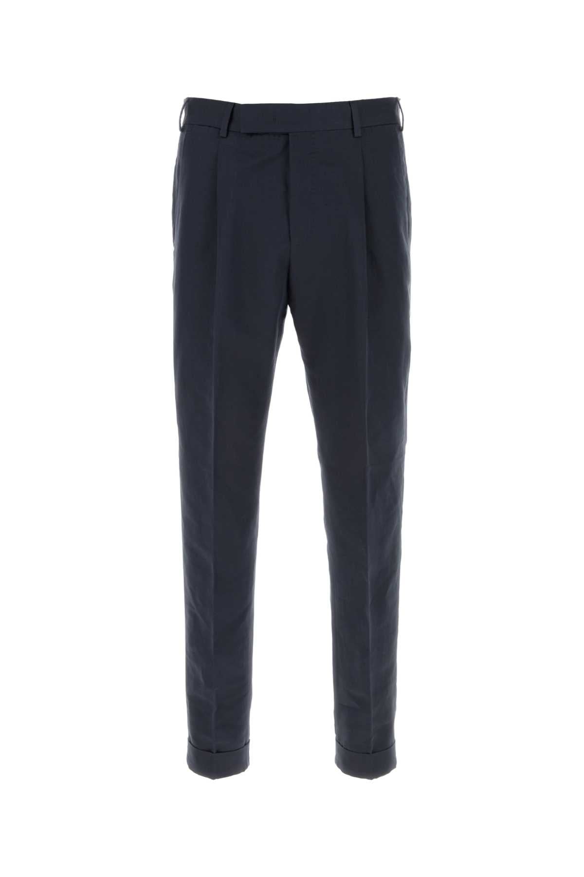 Navy Blue Linen Blend Pant 0360 Exterior: Cotton Pantaloni