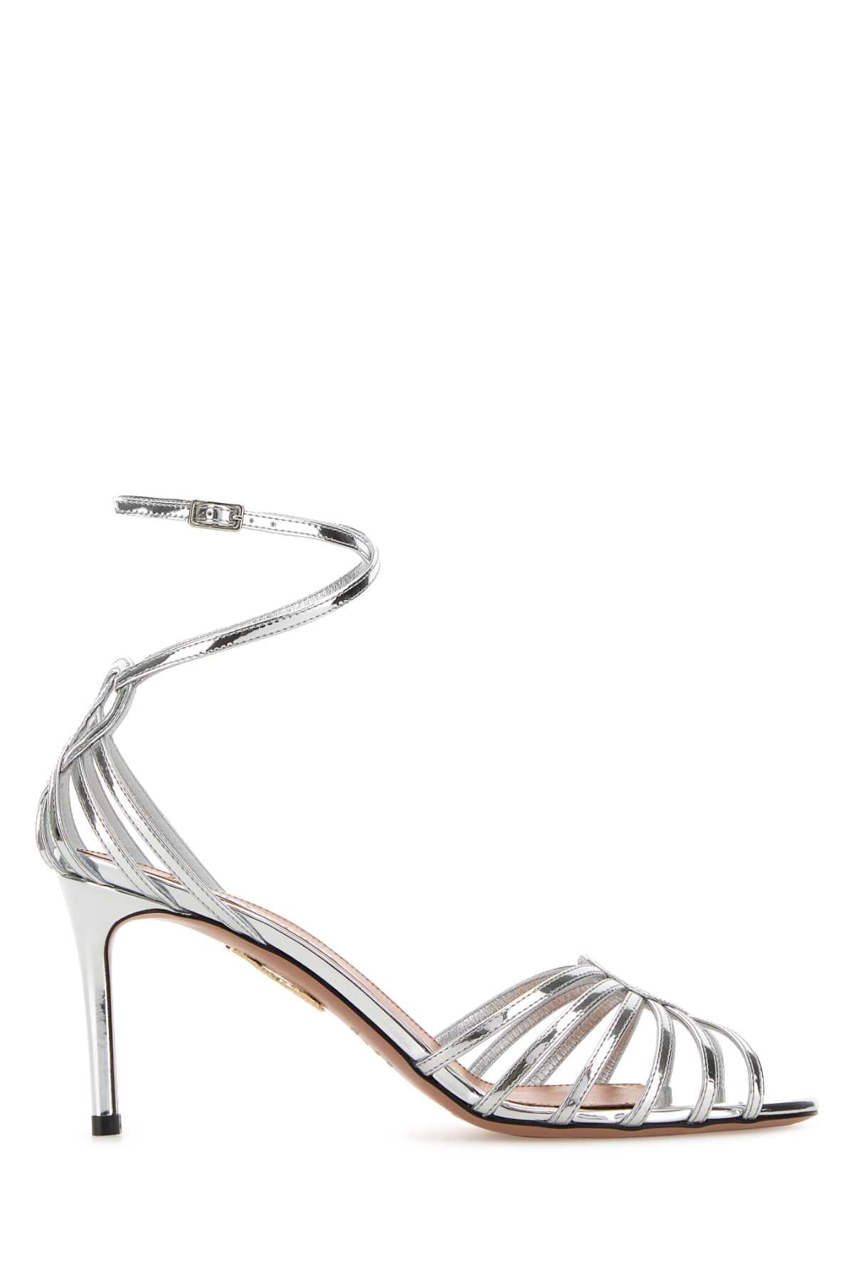 Silver Leather Sweetheart Sandals Sandali