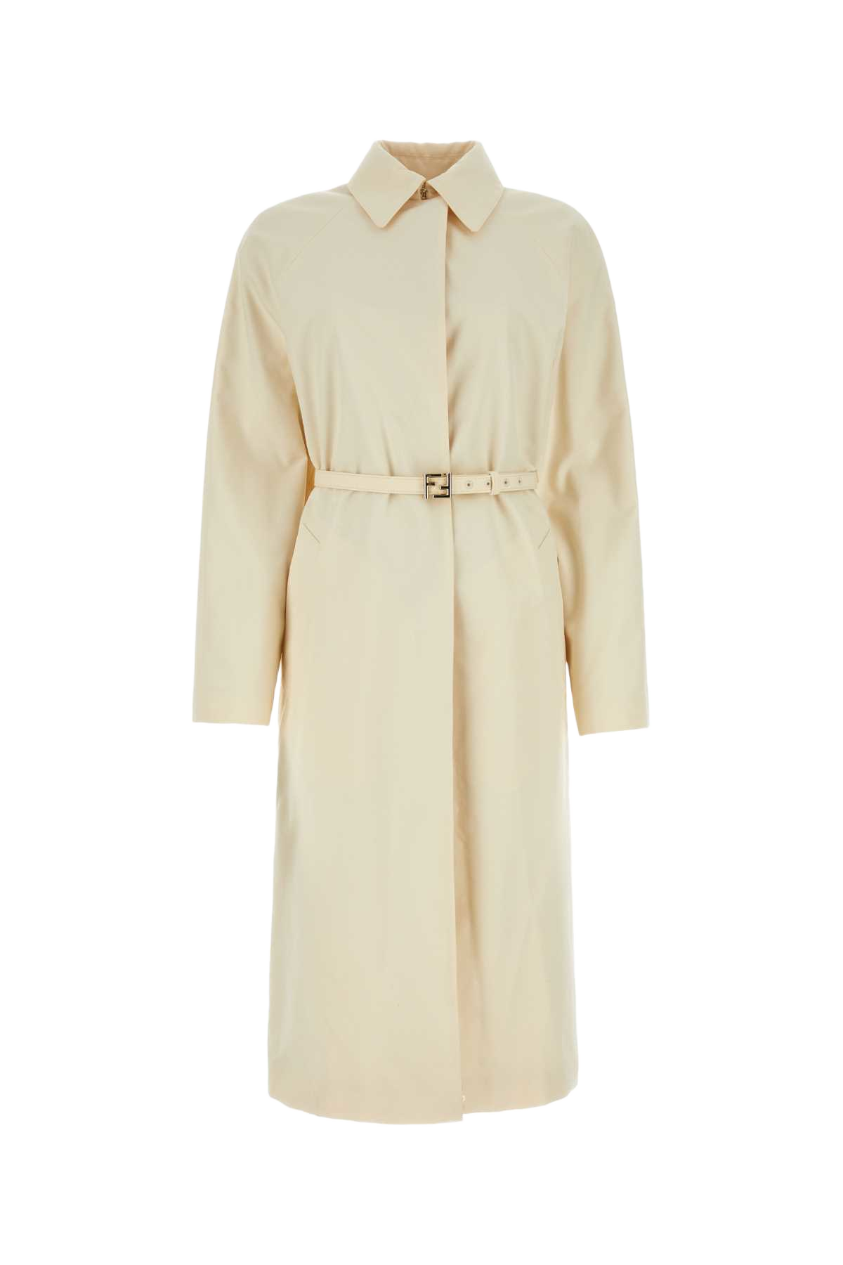 Ivory Polyester Blend Overcoat Avorio Cappotti