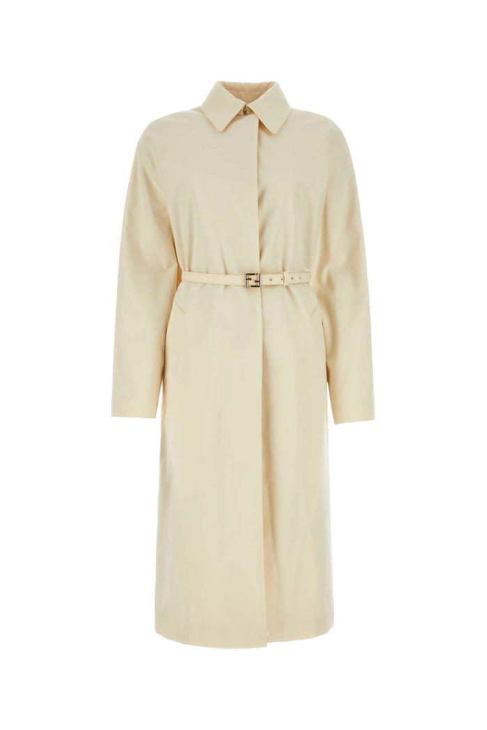 Ivory Polyester Blend Overcoat Avorio Cappotti