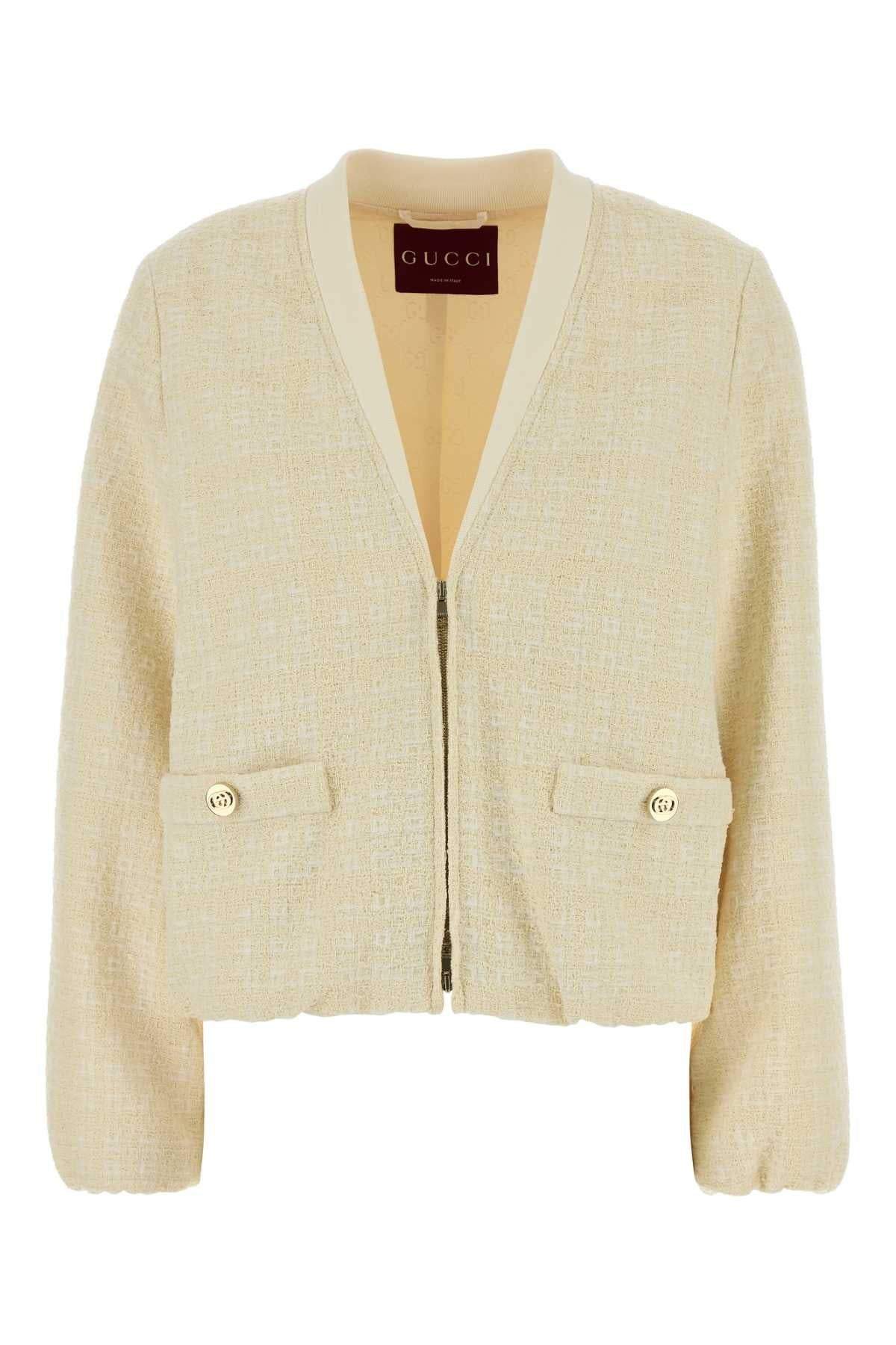Ivory Tweed Jacket Beigewhite Giubbini