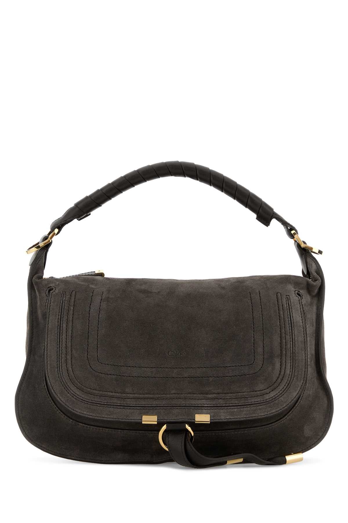 Dark Brown Suede Small Marcie Shoulder Bag Kohlbrown Borse A Mano