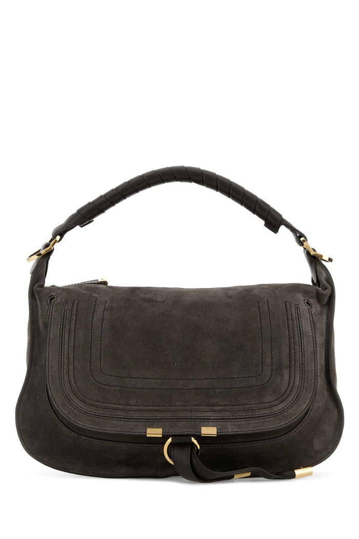 Dark Brown Suede Small Marcie Shoulder Bag Kohlbrown Borse A Mano