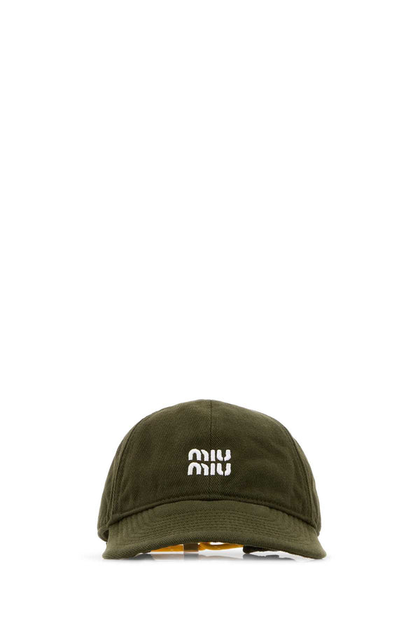 Miu Miu CAPPELLI 100% Cotton baseball cap in green