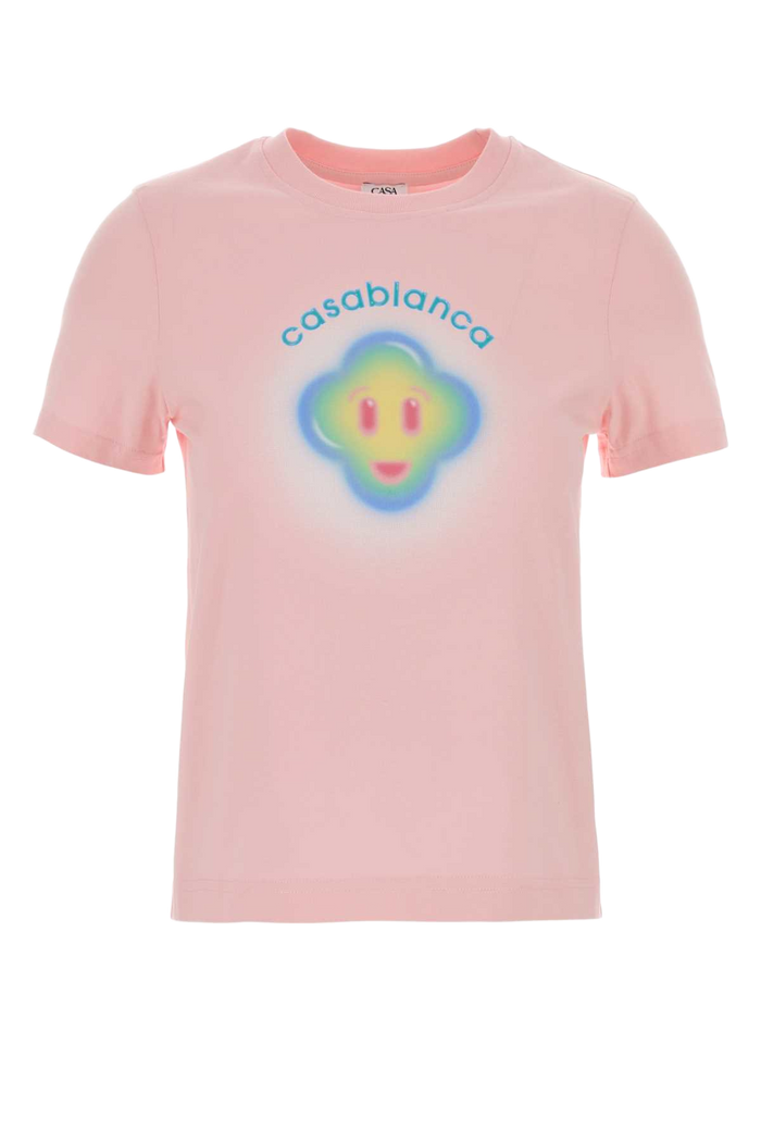 Red Cotton T-Shirt Airbrushsmiley Exterior: Organic