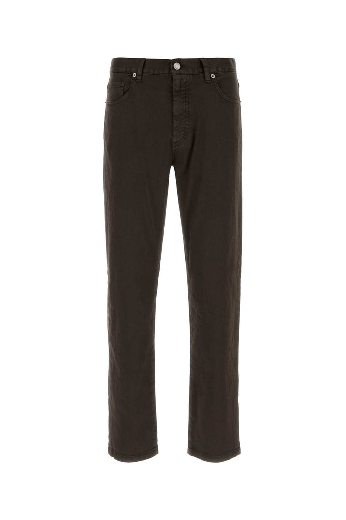Brown Stretch Linen Blend Pant M09 Jean