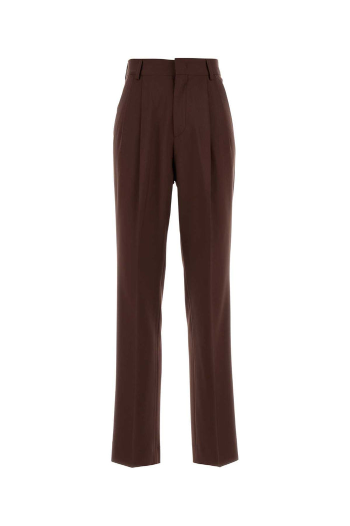 Chocolate Wool Celia Pant Brown Exterior: Virgin Pantaloni