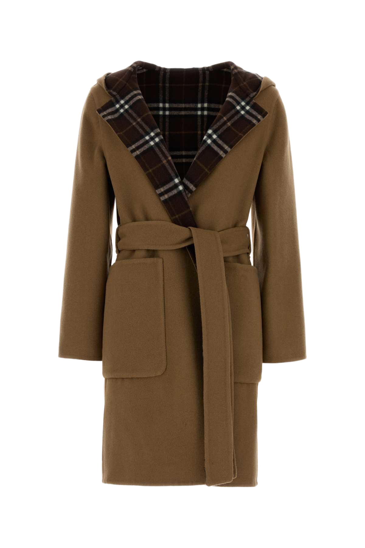 Camel Wool Reversibile Coat Cameltreaclebnchk Exterior: Cappotti