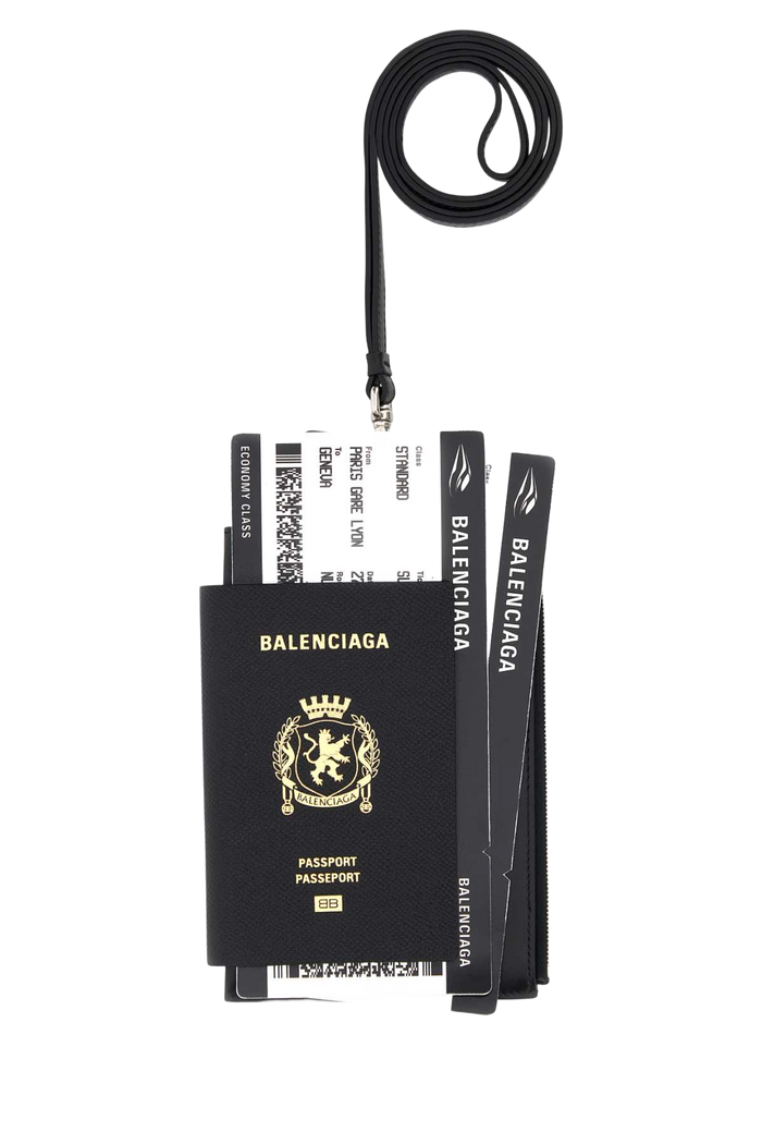 Black Leather Phone Holed Portafogli