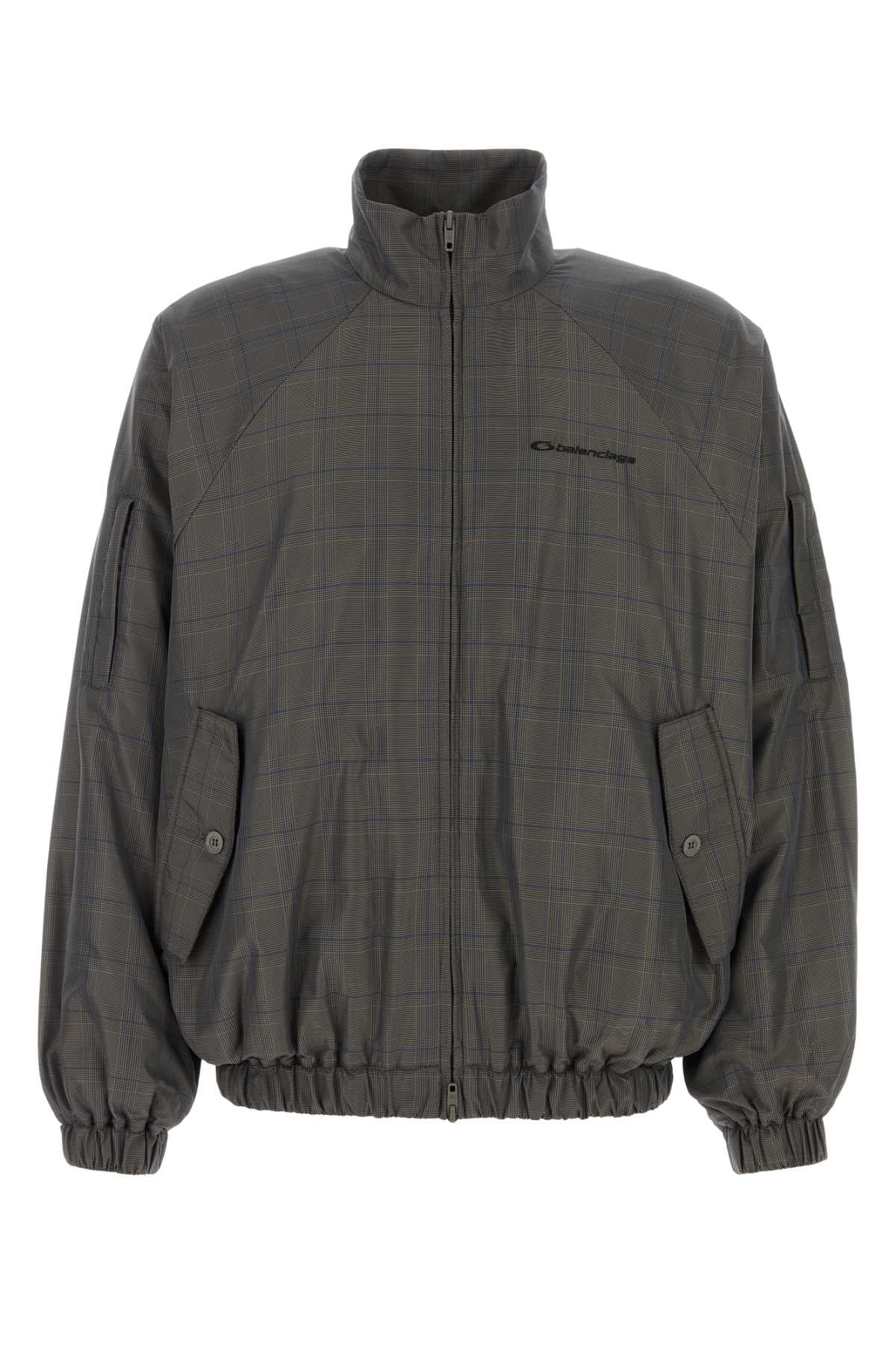 Embroidered Nylon Jacket Grey/blue Giubbini