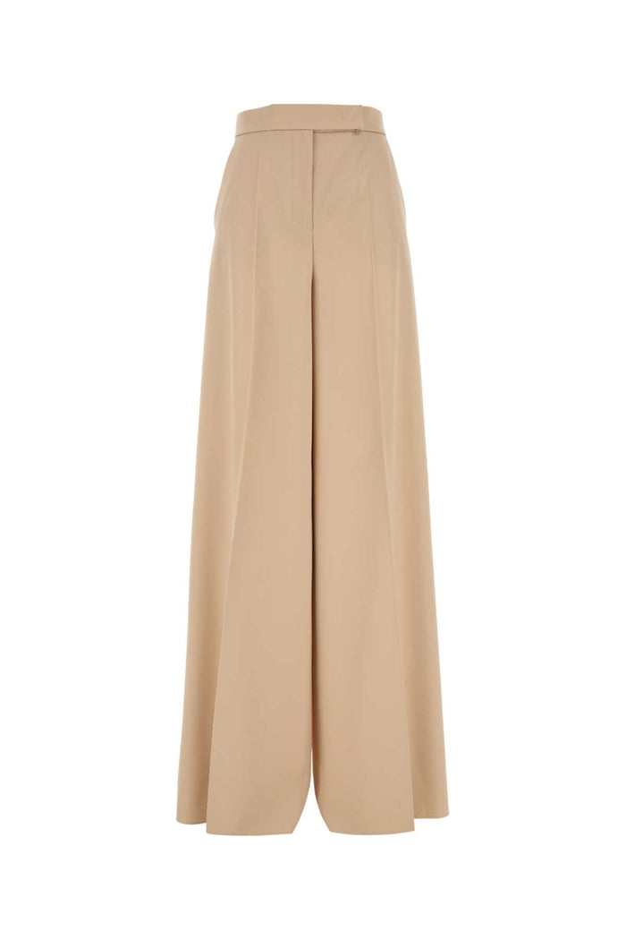 Cream Wool Ninfa Wide-Leg Pant Albino Exterior: Virgin Pantaloni