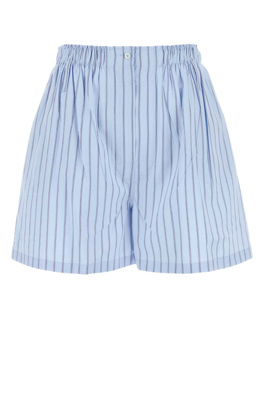 Prada 100% Cotton with Trochusniloticus embroidery bermudas in blue