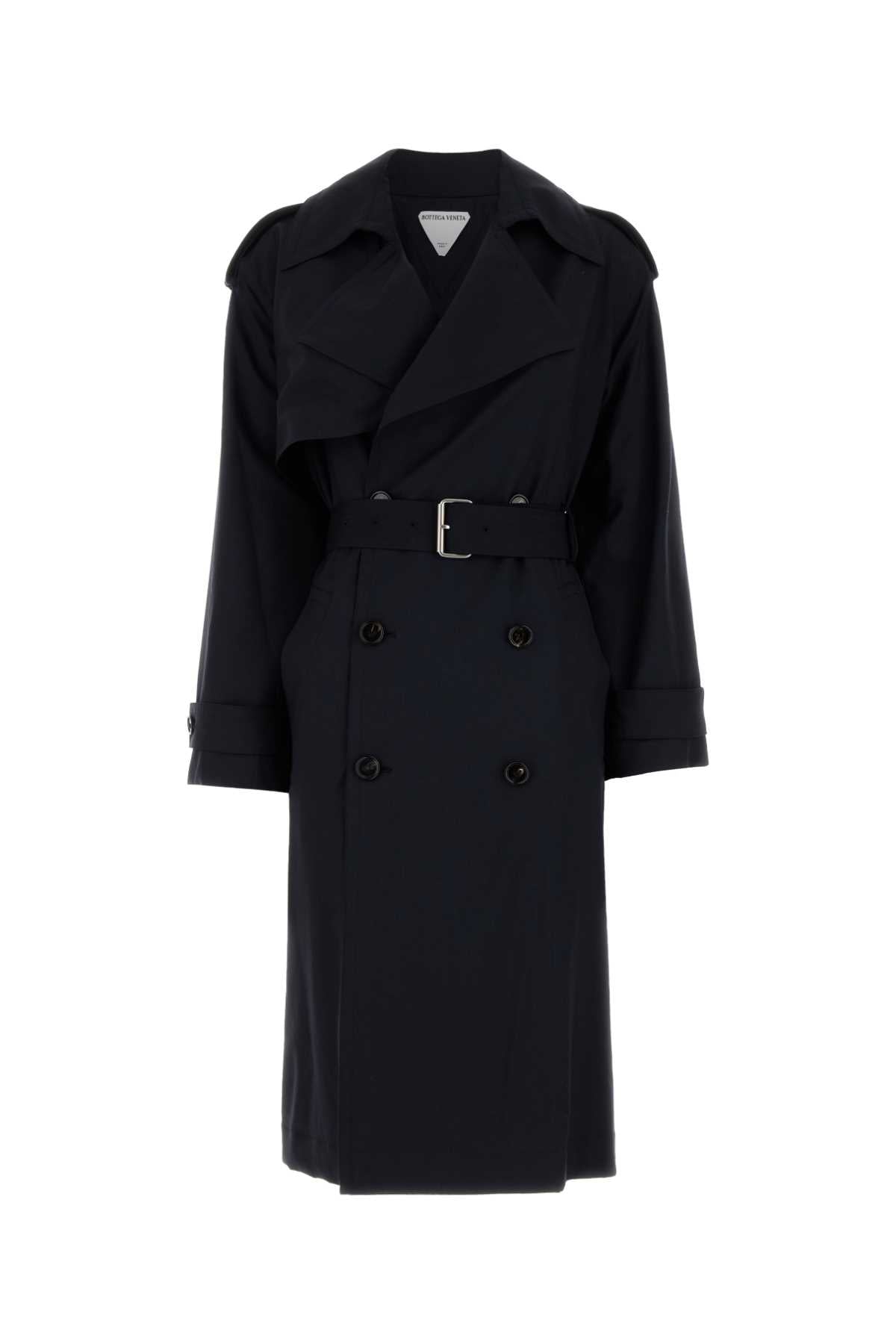Black Wool Trench Coat Navy Exterior